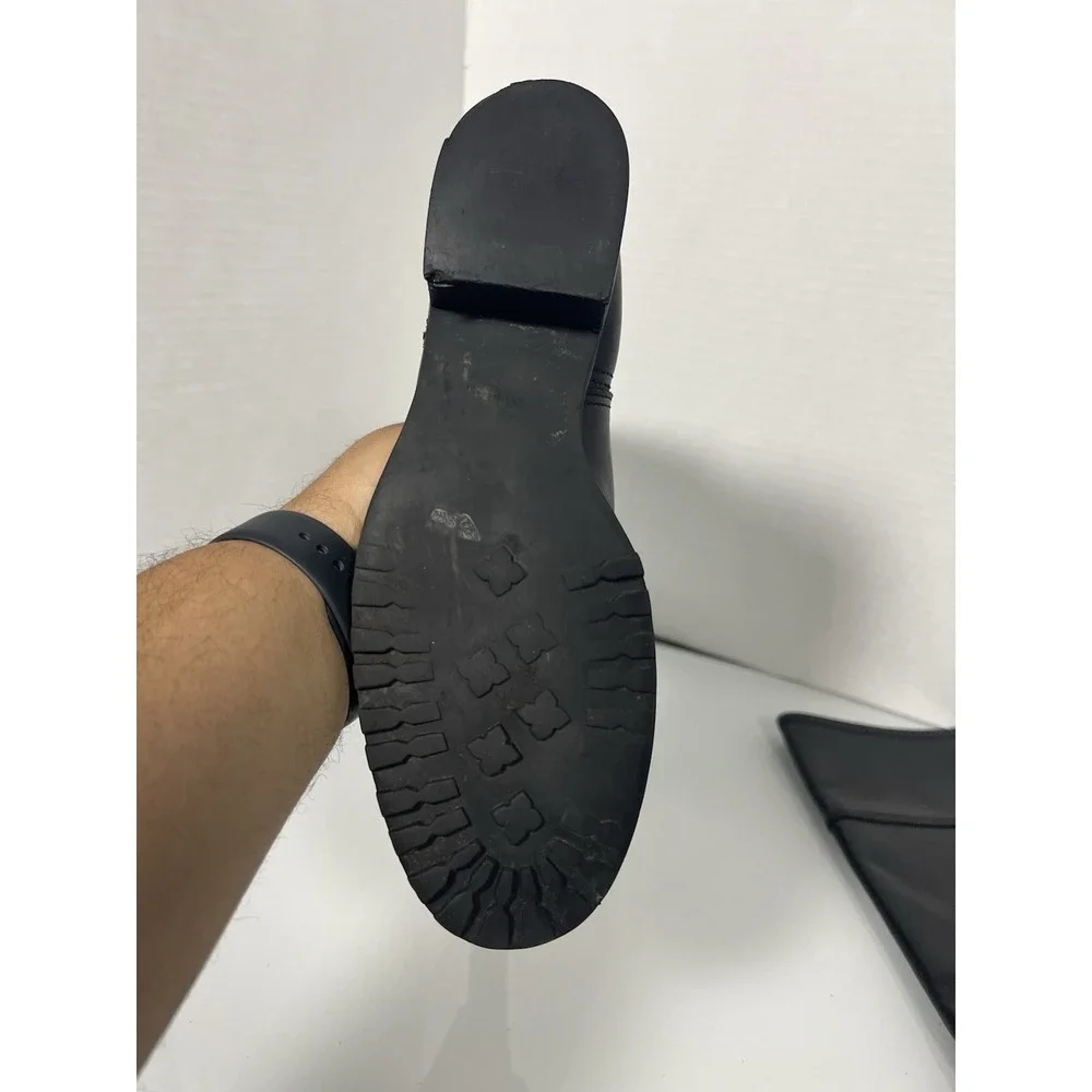 AUTHENTIC‎ TORY BURCH (7.5M) TALL BLACK LEATHER LOGOED BOOTS SEE DISCRIPTION